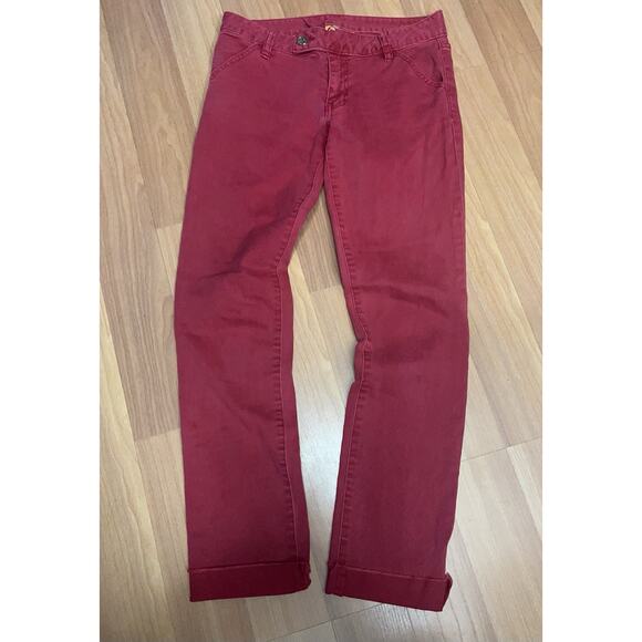 Tory Burch Alexa Cropped Super Skinny Jeans Red Designer Stretch Size 26